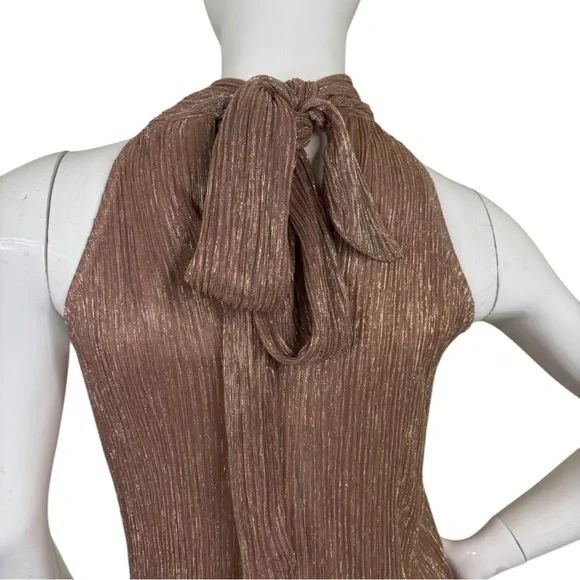 NWT Metallic sparkly holiday party Elegant Brown pink gold bold sexy Halter XL - Picture 13 of 15